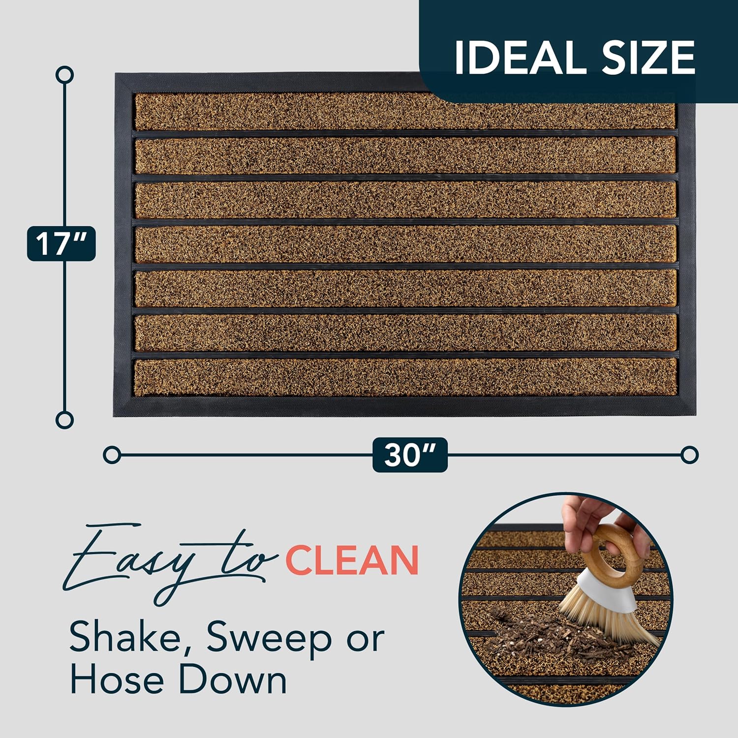ubdyo Extra Durable Door Mat - Dirt Trapping Outdoor Welcome Mats - Non-Slip Outdoor Indoor Entrance - Low Profile Front Doormat (30" x 17", Bright Brown) - Image 2
