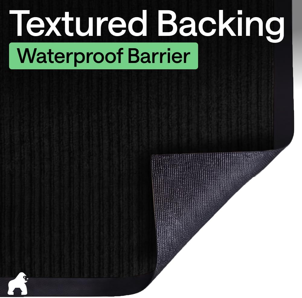 GORILLA GRIP Waterproof Traffic Guard Door Mat, Indoor and Outdoor Heavy Duty Entryway Mats, Strong Backing Commercial Utility Rugs, Office Hallway, Garage and Patio, Low Profile Runner, 29x17, Black - Image 6