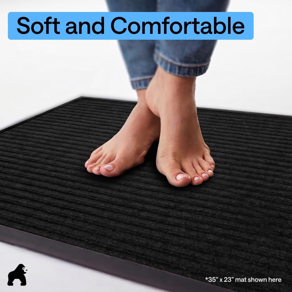 GORILLA GRIP Waterproof Traffic Guard Door Mat, Indoor and Outdoor Heavy Duty Entryway Mats, Strong Backing Commercial Utility Rugs, Office Hallway, Garage and Patio, Low Profile Runner, 29x17, Black - Image 8