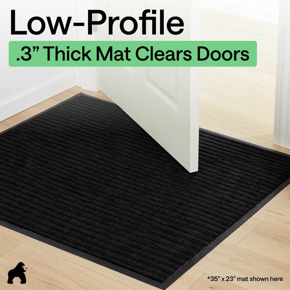 GORILLA GRIP Waterproof Traffic Guard Door Mat, Indoor and Outdoor Heavy Duty Entryway Mats, Strong Backing Commercial Utility Rugs, Office Hallway, Garage and Patio, Low Profile Runner, 29x17, Black - Image 9