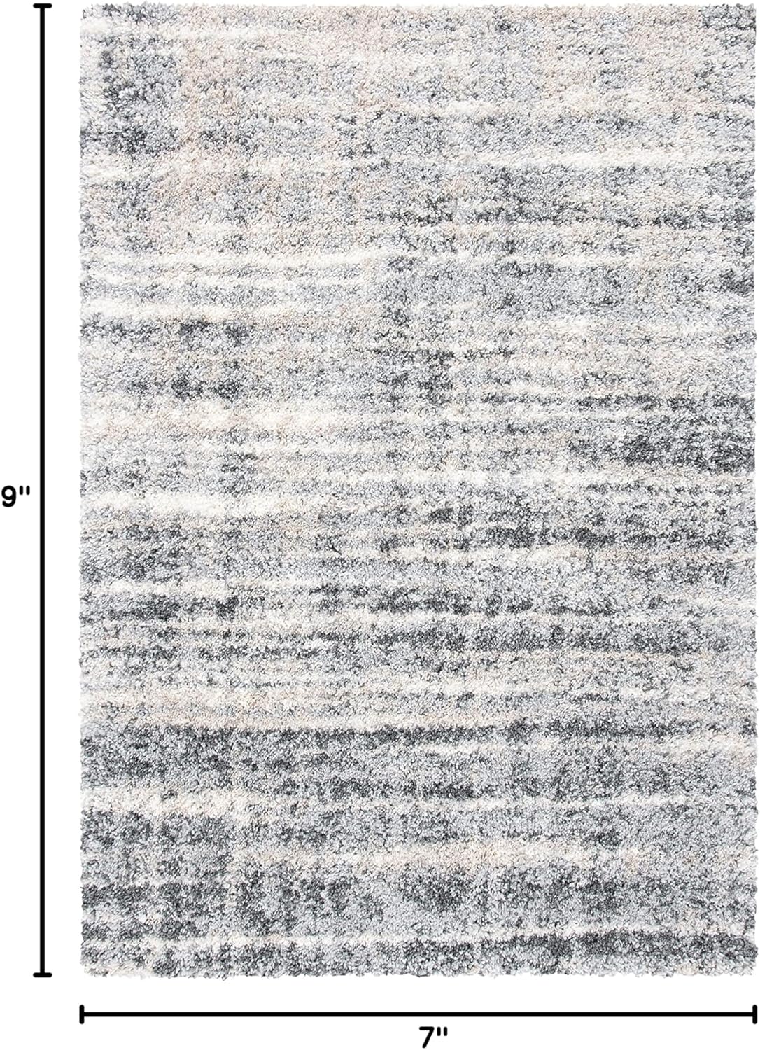 SAFAVIEH Fontana Shag Collection Area Rug - 6'7" x 9', Grey & Ivory, Modern Design, Non-Shedding & Easy Care, 2-inch Thick Ideal for High Traffic Areas in Living Room, Bedroom (FNT856G) - Image 2