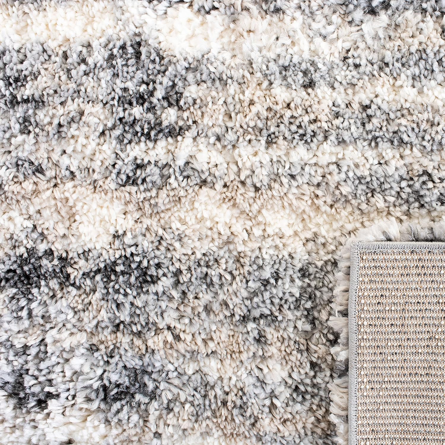 SAFAVIEH Fontana Shag Collection Area Rug - 6'7" x 9', Grey & Ivory, Modern Design, Non-Shedding & Easy Care, 2-inch Thick Ideal for High Traffic Areas in Living Room, Bedroom (FNT856G) - Image 7